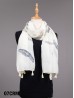 Feather Print Tassels Fashion Scarf W/ Pearl